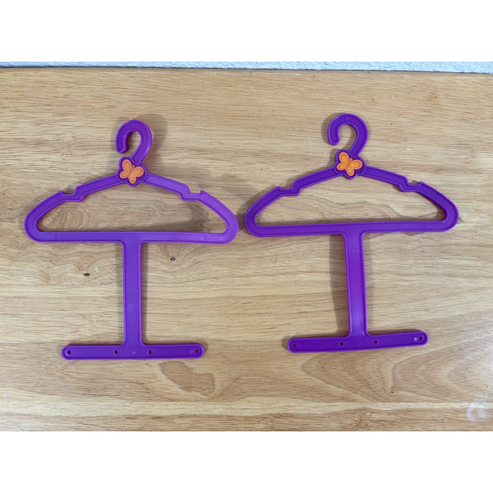 Funrise‎ 2012 Purple Butterfly Doll Hangers Set of 2 Fuchsia Plastic